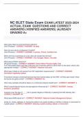 NC BLET State Exam EXAM LATEST 2023-2024  ACTUAL EXAM QUESTIONS AND CORRECT  ANSWERS (VERIFIED ANSWERS) |ALREADY  GRADED A+
