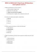 HESI A2 BIOLOGY Final Exam 100 Questions  And Updated Answers