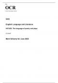 OCR A Level English Language and Literature (EMC) H474/02 JUNE 2023 MARK SCHEME: The language of poetry and plays