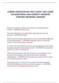 2023-2025 CHEMO CERTIFICATION TEST LATEST EXAM   100 QUESTIONS AND CORRECT ANSWERS  (VERIFIED ANSWERS) |AGRADE ,