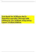Test Bank for Williams Basic Nutrition and Diet Therapy 16th Edition by Nix William 2023/2024 Latest Verified Edition 