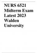 NURS 6521 Midterm Exam Latest 2023 Walden University NURS 6521 Midterm Exam (Complete Solution) Latest