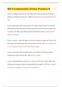 RN Fundamentals Online Practice A &vert; Questions with 100&percnt; Correct Answers &vert; Latest Update 2024 &vert; Verified