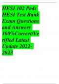 HESI 102 Peds HESI Test Bank Exam Questions and Answers 100%Correct/Verified Latest Update 2022- 2023