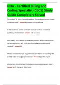 NHA - Certified Billing and Coding Specialist &lpar;CBCS&rpar; Study Guide Completely Solved