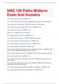 NSG 120 Patho Midterm Exam And Answers 