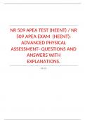 NR 509 APEA TEST (HEENT) / NR 509 APEA EXAM  (HEENT): ADVANCED PHYSICAL ASSESSMENT- QUESTIONS AND ANSWERS WITH EXPLANATIONS.