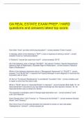  GA REAL ESTATE EXAM PREP / HARD questions and answers latest top score.