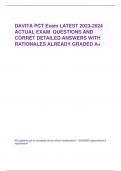 DAVITA PCT Exam LATEST 2023-2024 ACTUAL EXAM QUESTIONS AND CORRET DETAILED ANSWERS WITH RATIONALES ALREADY GRADED A+