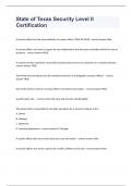 State of Texas Security Level II Certification exam questions and complete correct answers 