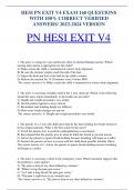 &lpar;160&plus; QUESTIONS AND ANSWERS&rpar; HESI PN EXIT V4 EXAM 160 QUESTIONS WITH 100&percnt; CORRECT VERIFIED ANSWERS&sol; 2023-2024 VERSION