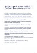 Methods of Social Science Research Final Exam Questions and Answers.
