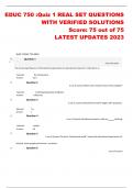 EDUC 750 &colon;Quiz 1 REAL SET QUESTIONS  WITH VERIFIED SOLUTIONS Score&colon; 75 out of 75 LATEST UPDATES 2023