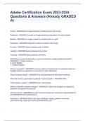 Adobe Certification Exam 2023-2024 Questions & Answers &lpar;Already GRADED A&rpar; 