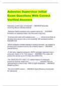 Asbestos Supervisor Initial  Exam Questions With Correct  Verified Answers