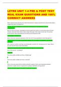 LETRS UNIT 1-4 PRE & POST TEST REAL EXAM QUESTIONS AND 100%  CORRECT ANSWERS