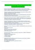 Clinical Reasoning Final Questions And Complete Solutions
