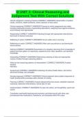 I2 UNIT 3&colon; Clinical Reasoning and Judgement Test With Correct Solutions
