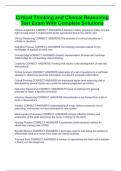 Critical Thinking and Clinical Reasoning Test Exam With Complete Solutions