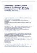 Employment Law Exam (Human Resource Development Test over Employment Laws) Questions With Complete Solutions.