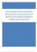 Test Bank for Elements of Ecology Canadian 1st Edition by Smith Robert Smith and Waters