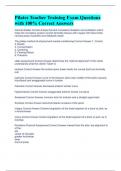 Pilates Teacher Training Exam Questions with 100&percnt; Correct Answers 