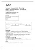 ocr GCSE Combined Science Chemistry A Gateway Science (J250/04) MARK SCHEME AND QUESTION PAPER June2023.
