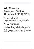 ATI Maternal Newborn Online Practice B 2023/2024 Questions and Answers ( A+ GRADED 100% VERIFIED).