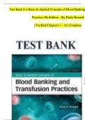 TEST BANK for Basic and Applied Concepts of Blood Banking and Transfusion Practices 5th Edition By Paula Howard | Verified Chapter's 1 - 16 | Complete Newest Version