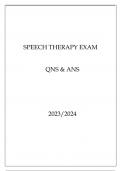 SPEECH THERAPY EXAM QNS & ANS 20232024
