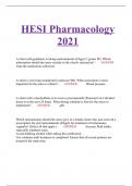 HESI Pharmacology 2021
