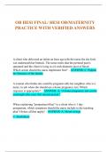 OB HESI FINAL&sol; HESI OB&sol;MATERNITY  PRACTICE WITH VERIFIED ANSWERS
