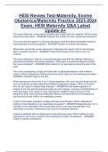 HESI Review Test-Maternity, Evolve  Obstetrics/Maternity Practice 2023-2024 Exam, HESI Maternity Q&A