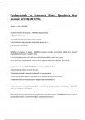 Fundamentals to Insurance Exam Questions And Answers ACCURATE 100&percnt;&excl;