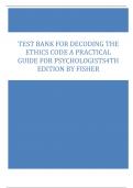 Test Bank for Decoding the Ethics Code A Practical Guide for Psychologists 4th Edition by Fisher
