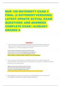 NUR 198 MATERNITY EXAM 3  FINAL (2 DIFFERENT VERSIONS) LATEST UPDATE ACTUAL EXAM  QUESTIONS AND ANSWERS COMPLETE EXAM | ALREADY GRADED A