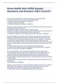 Home Health Aide HOSA Sample Questions and Answers 100&percnt; Correct&excl;&excl;