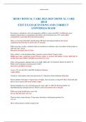 HESI CRITICAL CARE 2023-2025 CRITICAL CARE HESI  EXIT EXAM QUESTIONS AND CORRECT ANSWERS|AGRADE 