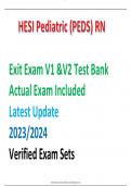 HESI Pediatric (PEDS) RN Exit Exam V1 &V2 Test Bank Actual Exam Included Latest Update 2023-2024 Verified Exam Sets