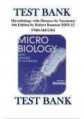 TEST BANK For Microbiology with Diseases by Taxonomy, 6th Edition Robert W. Bauman ISBN 9780134832302 Chapter 1 - 27 | Complete Guide A+