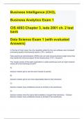 Business Intelligence (CH3),   Business Analytics Exam 1  CIS 4093 Chapter 3, isds 2001 ch. 2 test bank  Data Science Exam 1 (with evaluated Answers)