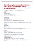 Basic County Corrections Exam Latest 2023-2024 Questions and Correct  Answers Rated A&plus;