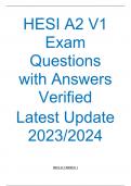 HESI A2 V1 Exam   Latest Update 2023/2024 Questions with Answers Verified