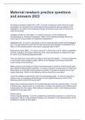 Maternal newborn practice questions and answers 2023