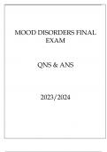 MOOD DISORDERS FINAL EXAM QNS & ANS 20232024.
