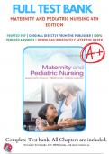 Test Bank For Maternity and Pediatric Nursing 4th Edition By Susan Ricci; Theresa Kyle; Susan Carman | 9781975139766 | 2022-2023  | Chapter 1- 51 | All Chapters with Answers and Rationals