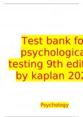 Test bank for psychological testing 9th edition by kaplan 2023