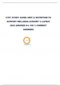 C787&lowbar;STUDY&lowbar;GUIDE&lowbar;UNIT 2&colon; NUTRITION TO SUPPORT WELLNESS &lpar;COHORT 1&rpar; LATEST 2023 &lpar;GRADED A&plus;&rpar; 100 &percnt; CORRECT ANSWERS