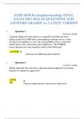 NURS 6630 Psychopharmacology FINAL EXAM 2023-2024 All QUESTIONS AND ANSWERS GRADED A&plus; LATEST VERSION