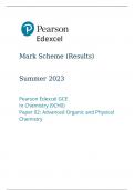 Pearson Edexcel GCE Chemistry Advanced paper 2(9CH0/02)June 2023 Mark scheme